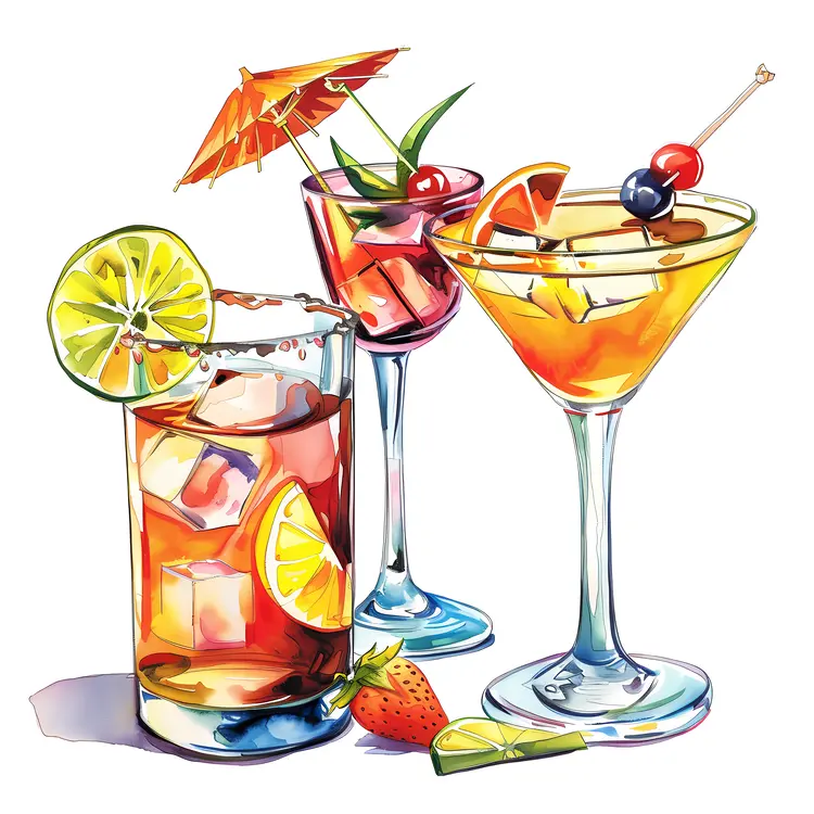 Vibrant Cocktails with Fruits