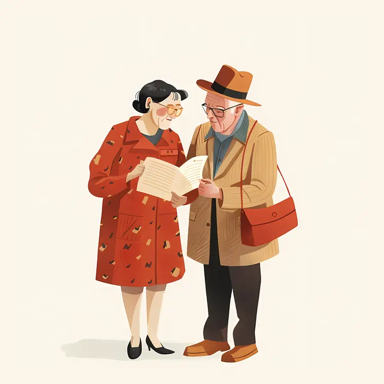 Elderly Couple Reading Together
