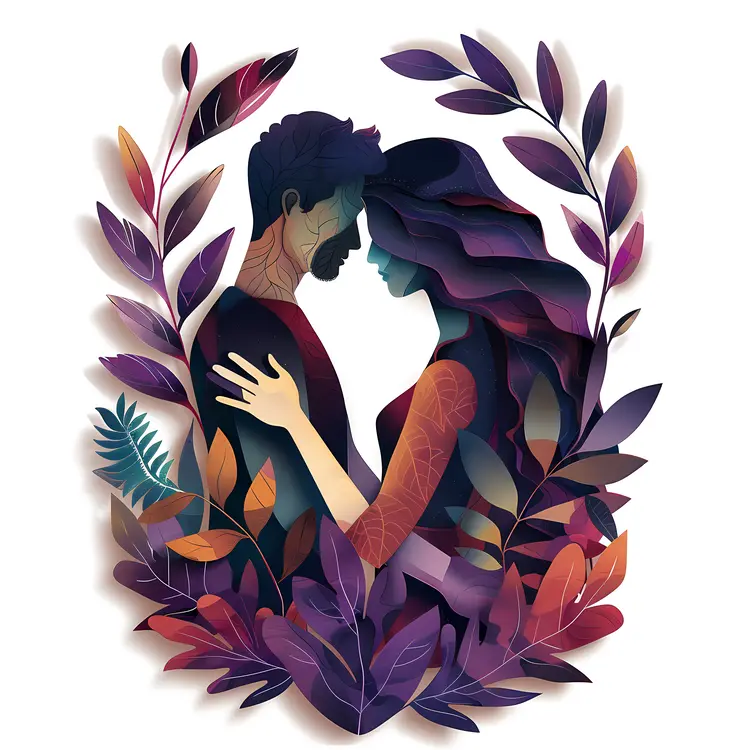 Romantic Couple Embracing in Silhouette