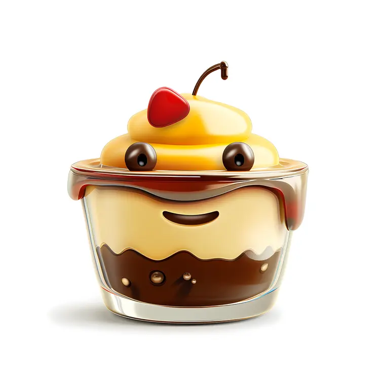 Smiling Pudding in Glass with Cherry