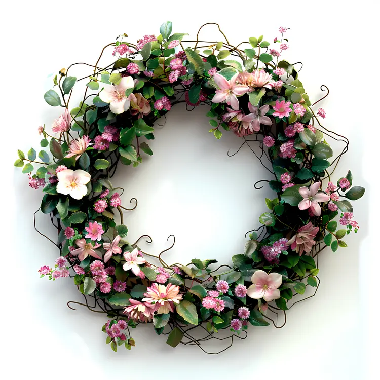 Pink and White Floral Wreath