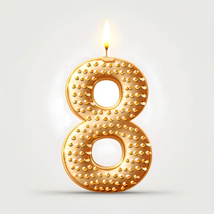 Golden Number 8 Candle for Celebrations