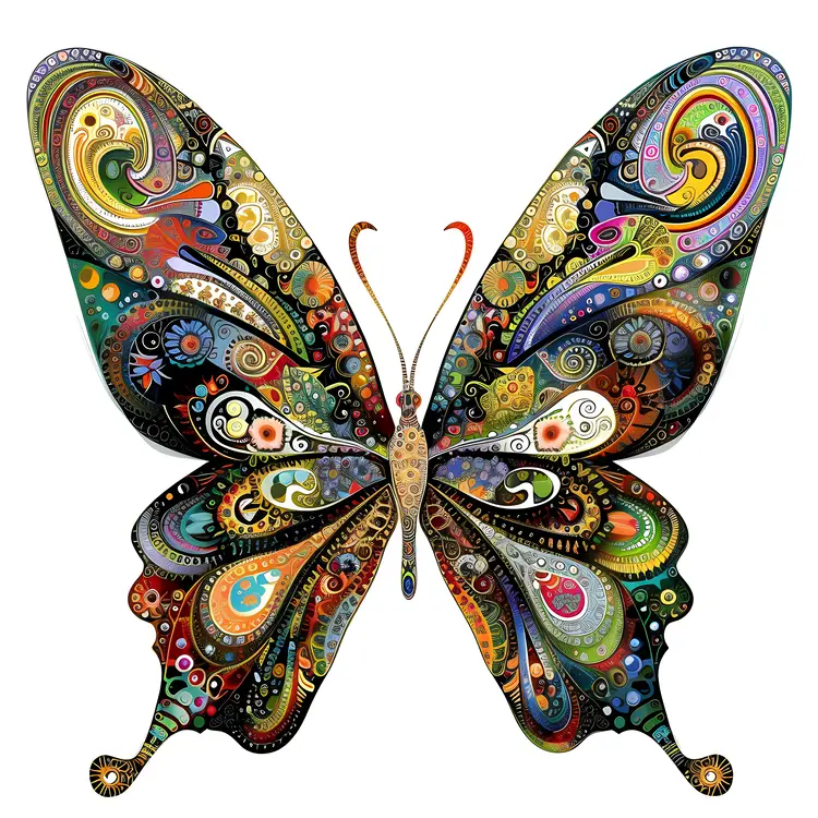 Abstract Butterfly with Swirling Patterns