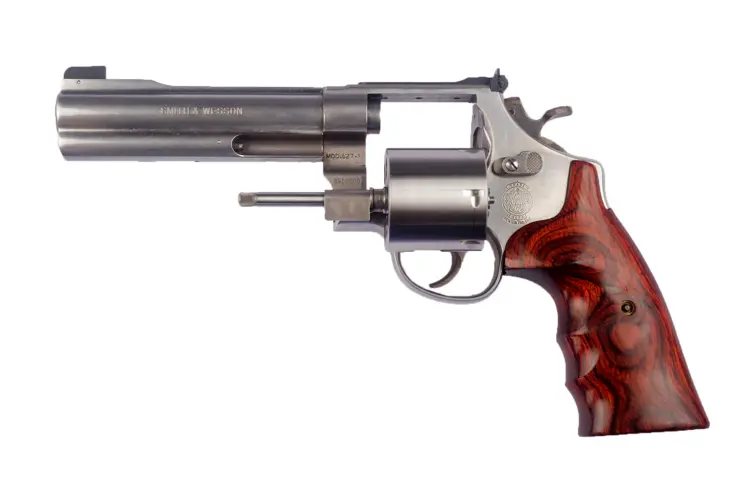 Silver Revolver with Wooden Grip