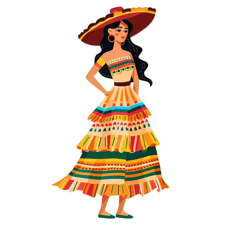 Woman in Colorful Traditional Dress