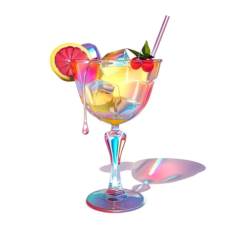 Holographic Cocktail with Lemon and Cherry