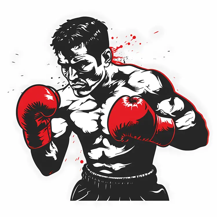 Boxer in Red Gloves Illustration