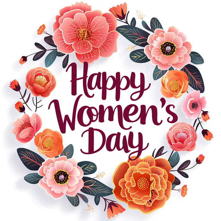 Floral wreath for Women's Day greeting