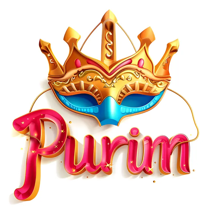 Purim Text with Golden Mask