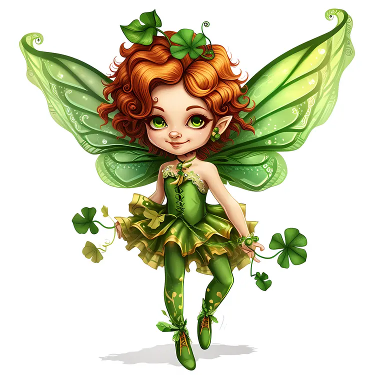Green Fairy with Curly Hair