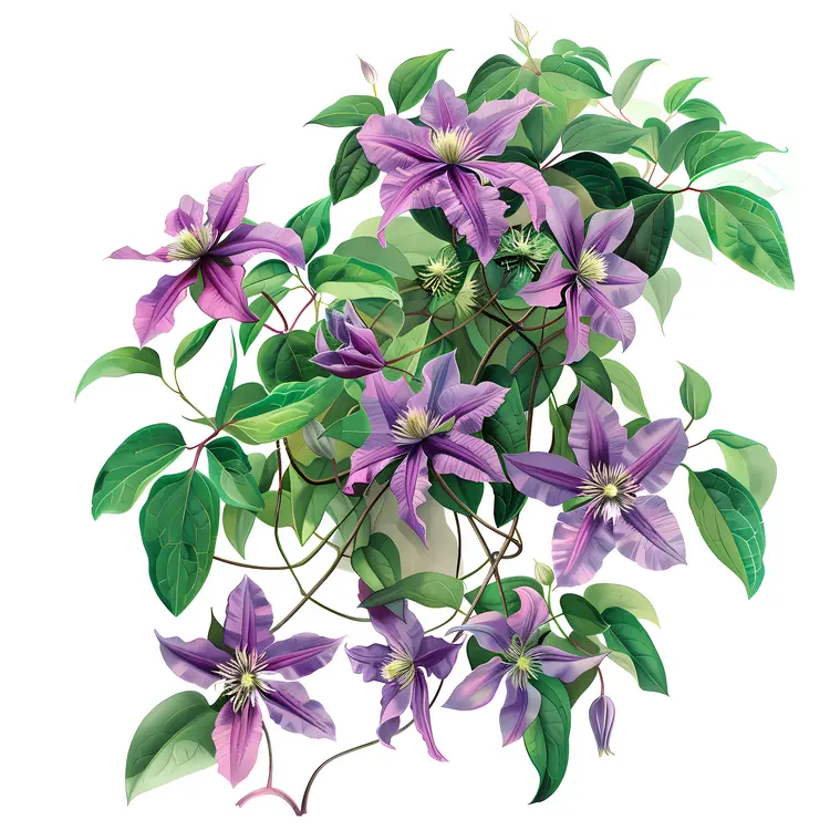 Beautiful Purple Flowers with Green Leaves