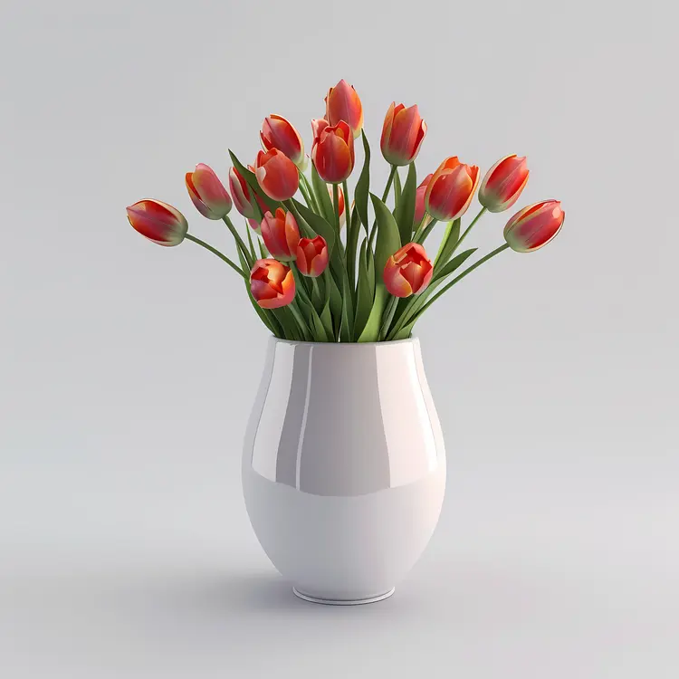 Vibrant Tulips in White Vase