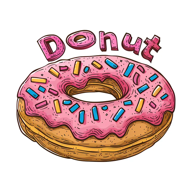 Pink Frosted Donut with Sprinkles