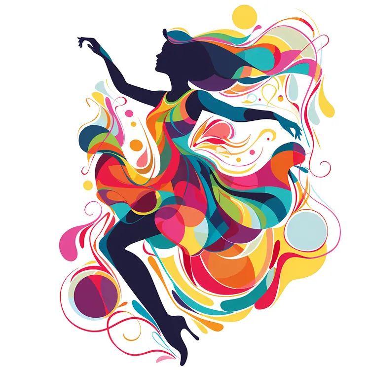 Free-Spirited Colorful Dancing Woman