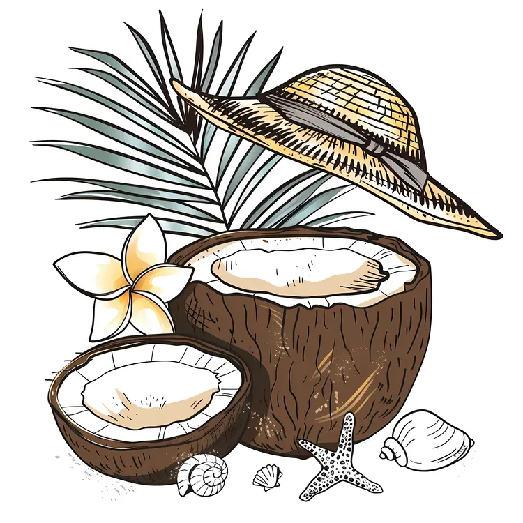 Coconuts with Hat and Shells