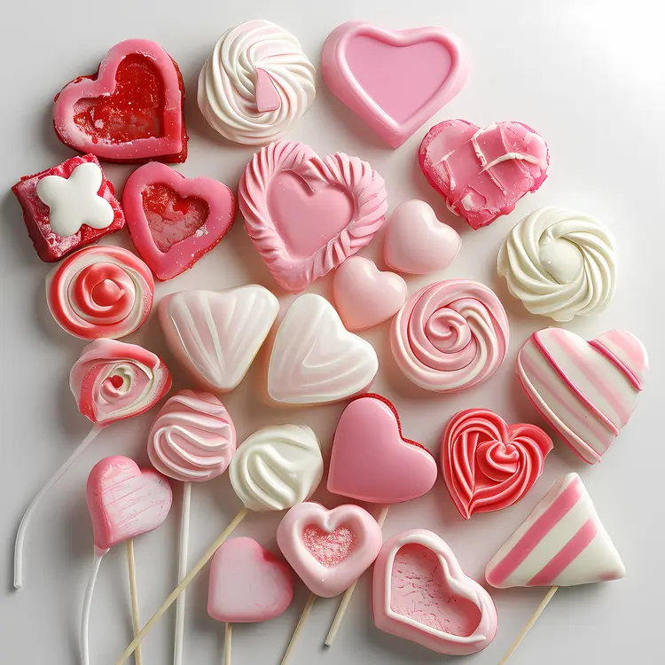 Assorted Heart-shaped Lollipops and Candies