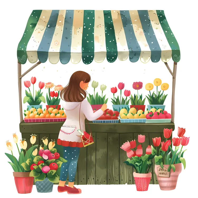 Flower Stall with a Woman