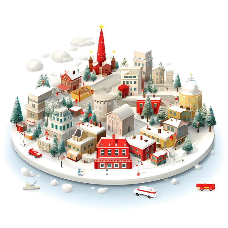 Christmas Village with Festive Decorations