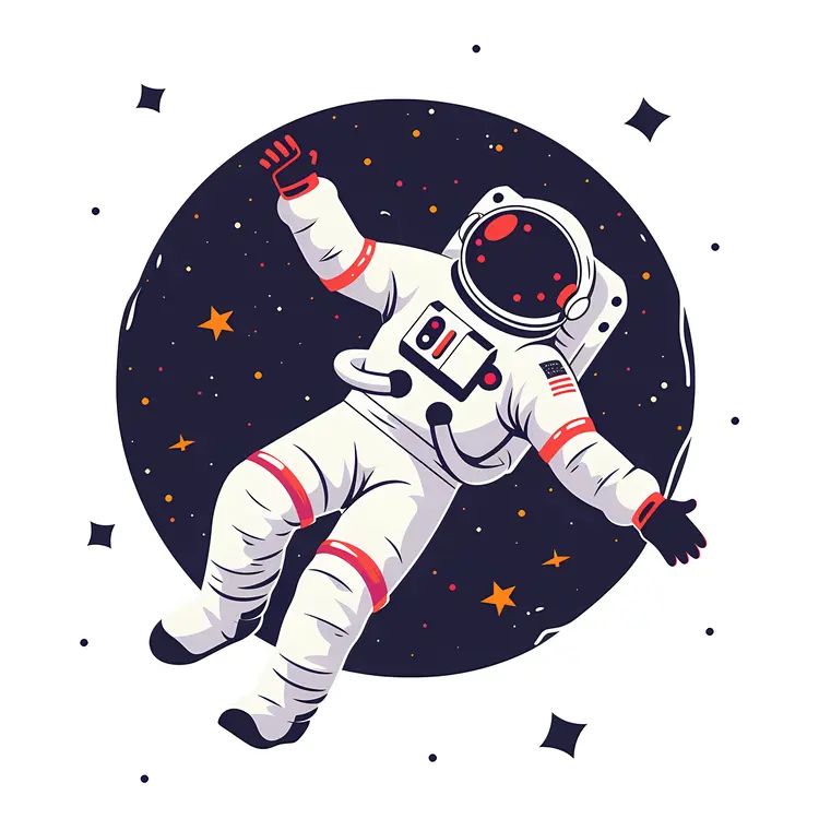 Astronaut Floating in Space with Stars