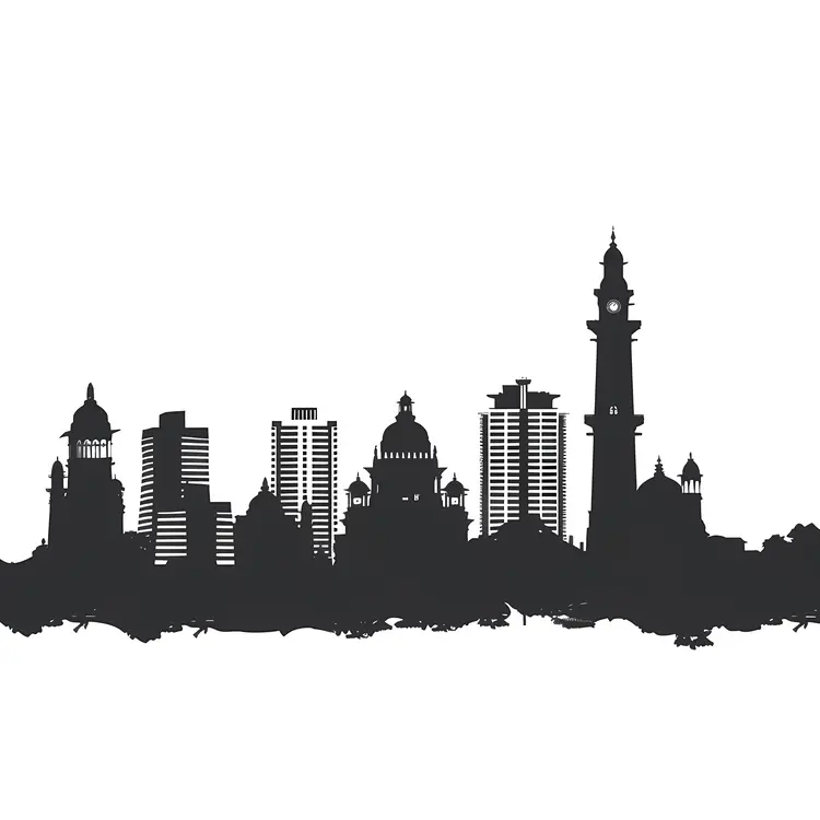 Black and White City Skyline