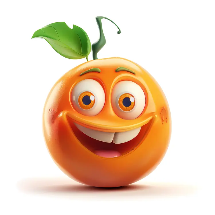 Happy Orange with Leaf
