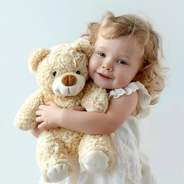 Child Hugging a Cute Teddy Bear