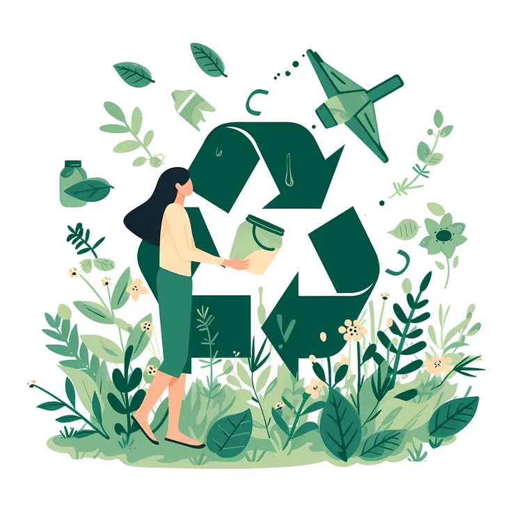 Woman recycling in nature