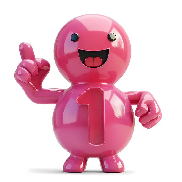 Number 1 with Happy Face Cartoon