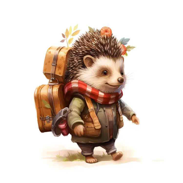 Adventurous Hedgehog with Luggage