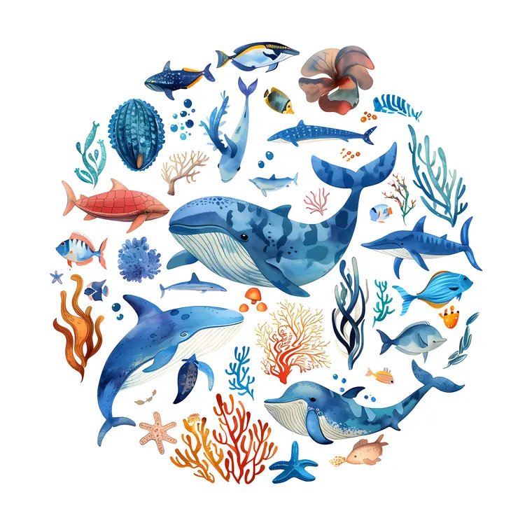 Diverse Marine Life in the Ocean
