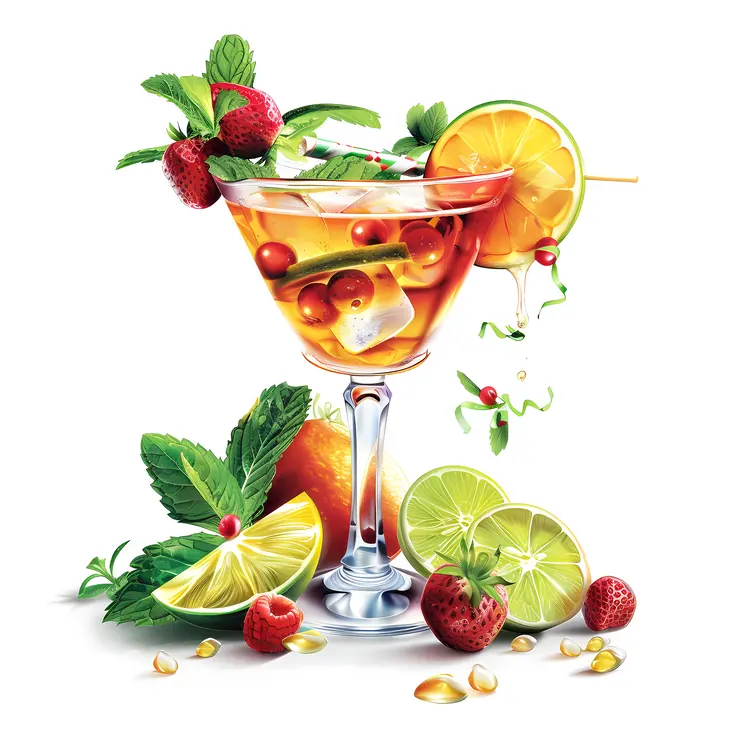 Fruit Cocktail with Mint and Lime