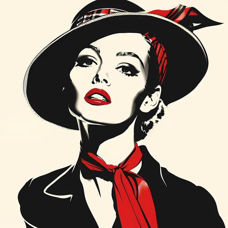 Vintage Woman in Hat Illustration