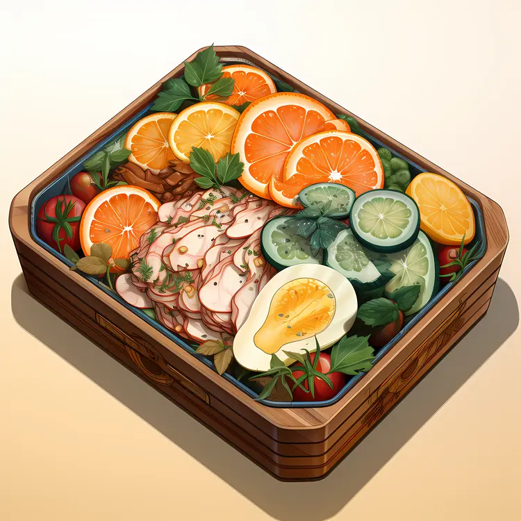 Colorful Bento Box with Fruits and Vegetables