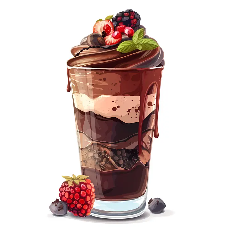 Layered Chocolate Dessert with Berries