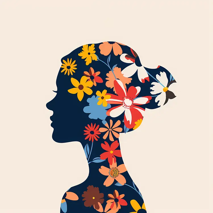 Floral Head Silhouette Illustration