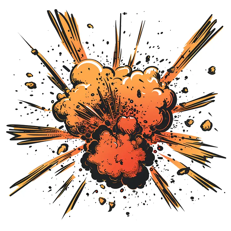 Cartoon Explosion with Fiery Debris