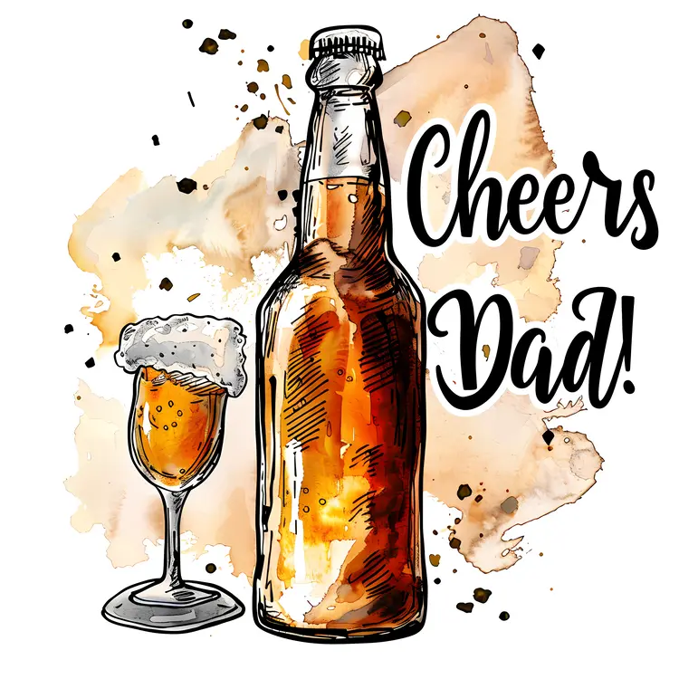 Cheers Dad Beer Bottle with Beer Glass