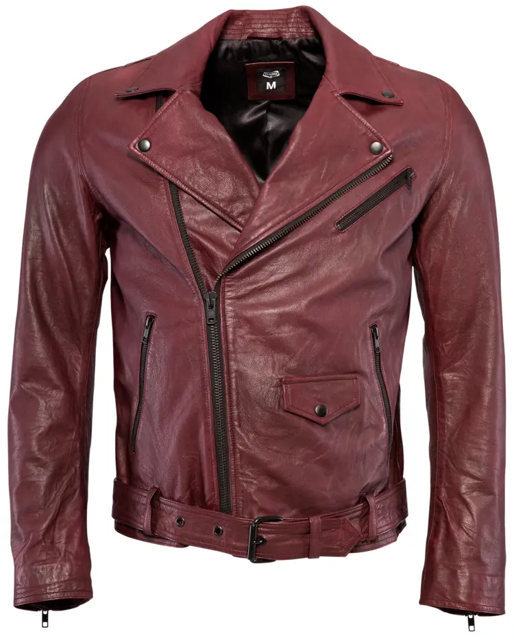Red Leather Jacket with Zipper