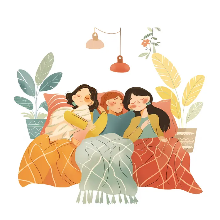 Family Reading on Bed