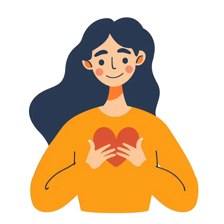 Illustration of Woman Holding Heart