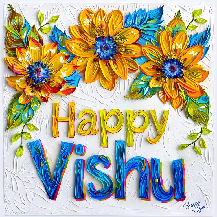 Happy Vishu Colorful Flowers