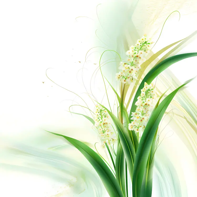 White Flowers with Green Leaves