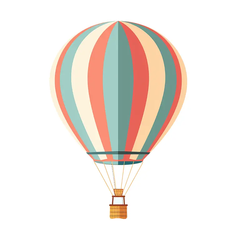 Striped Hot Air Balloon in the Sky