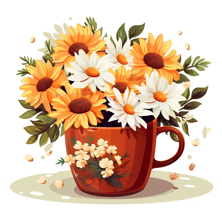 Beautiful Flowers in a Cup Illustration