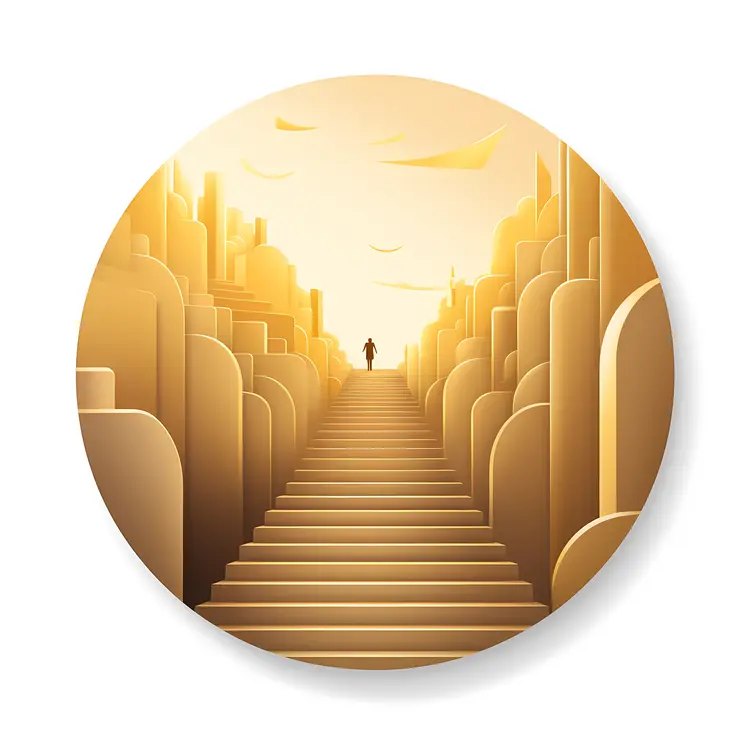 Golden Stairs with a Person at the Top