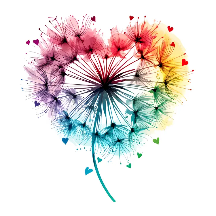 Rainbow Heart-shaped Dandelion