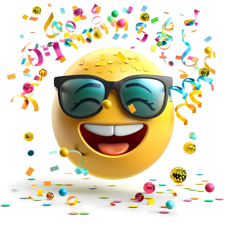 Celebration Yellow Emoji with Confetti