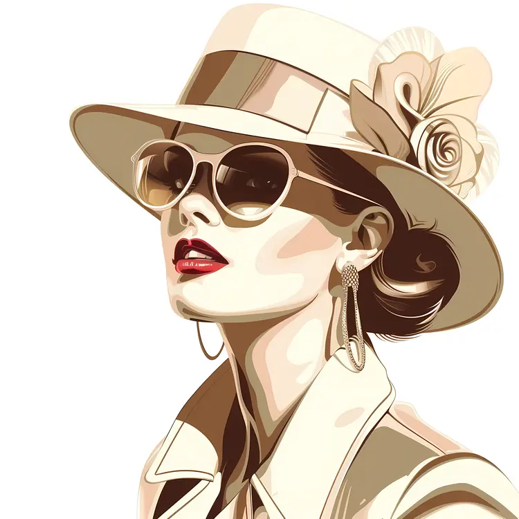 Elegant Woman with Sunglasses and Hat