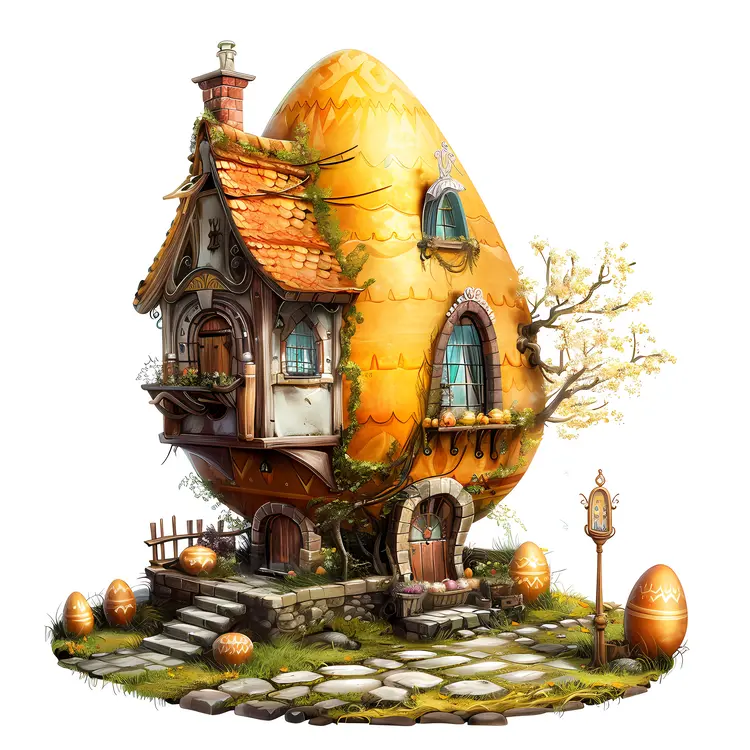 Whimsical Egg-shaped House with Garden