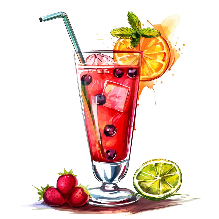 Refreshing Fruit Drink with Berries and Citrus